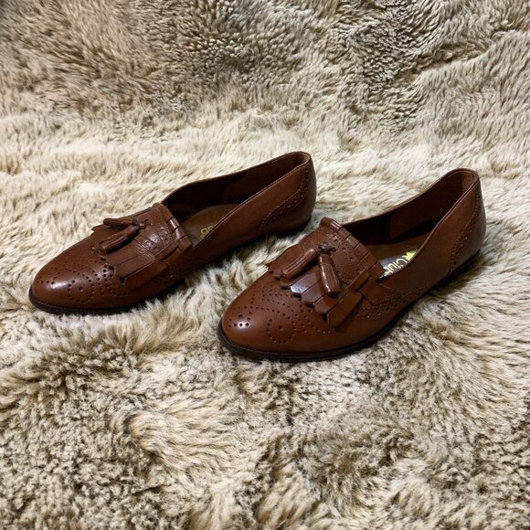 VINTAGE Hunt Club Brown Leather Kiltie Tassel Loafers Womens Size 7W - Picture 4 of 8